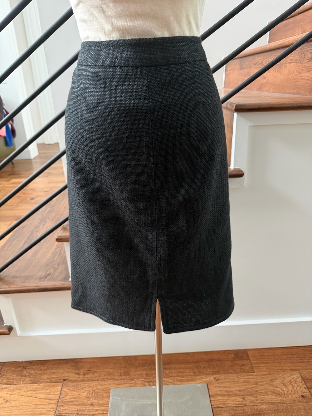 Talbots Black Textured Front Slit Pencil Skirt